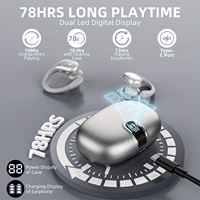 X28 headphone nirkabel Stereo, Headset tanpa kabel dalam telinga 5,4 layar tampilan LED TWS tanpa kabel untuk ponsel Laptop