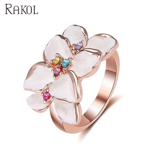 RAKOL RP018 Rose Gold Plated Women's Colorful <b>Stone</b> <b>Ring</b> - Product Image 1