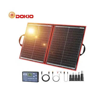 Dokio 100W 110 W (55W x 2Pcs) 18V 유연한 블랙 태양 전지 패널 중국 접이식 + 12/24V 볼트 컨트롤러 110 와트 패널 태양