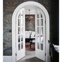 Meilleure vente Porte intérieure en bois au design classique Porte rustique à arche ronde avec fenêtres