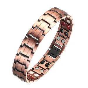 Bracelet magnétique en cuivre rouge pur pour femmes et hommes, Bracelet de santé énergétique en cuivre rouge, Bracelets de thérapie magnétique en titane élégants