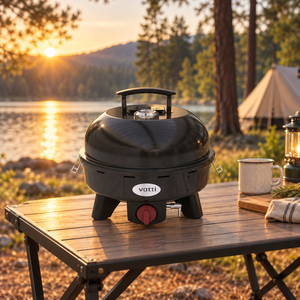 Barbecue à gaz portable moderne en acier avec allumage piézoélectrique, brûleur en acier inoxydable, <span class=keywords><strong>plaque</strong></span> de cuisson émaillée et sac de transport pour camping et barbecue - Product Image 1