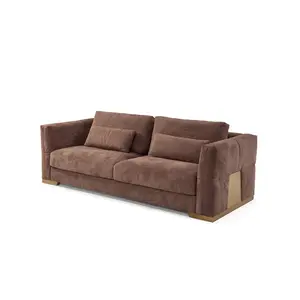 2021 Modern design OEM braun wohnzimmer sitzen chesterfield-2 sitzer stoff sofa für verkauf