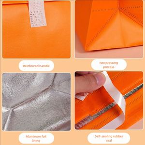 Sac isotherme personnalisé en non-tissé imperméable avec isolation thermique en feuille d'aluminium pour plats à emporter, thé au lait, gâteaux - Product Image 4