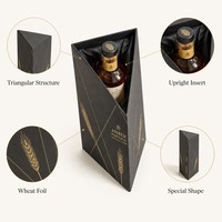 Boîte à whisky personnalisée en forme de prisme triangulaire, boîte rigide de forme spéciale avec feuille d'or, emballage vertical pour bouteille de whisky single malt