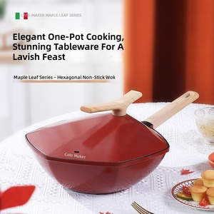 Wok Hexagonal Antiadherente de 28 cm, Serie Maple Leaf, con Tapa, Sartén Ligera de Aluminio, Capacidad de 6 L, Apta para Todas las Estufas, para 3 a 5 Personas - Product Image 2