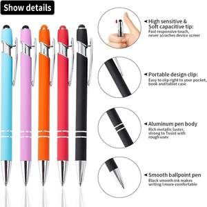 Stylet tactile 2 en 1, stylo à bille en métal aluminium, promotionnel, multicolores, logo personnalisé imprimé, gravure laser pour le bureau - Product Image 2