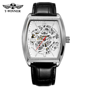 <span class=keywords><strong>Reloj</strong></span> Automático <span class=keywords><strong>para</strong></span> Hombre T-Winner, Marca de Lujo, Diseño Hueco en Forma de Tonneau, Relojes de Cuero Casuales y a la Moda - Product Image 6