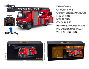 1/14 <span class=keywords><strong>Huina</strong></span> <span class=keywords><strong>1561</strong></span> Control remoto rociador camión de bomberos 22CH 2,4 GHz RC juguete de ingeniería con escalera y Luz - Product Image 6