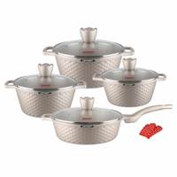 Ensemble de casseroles en aluminium moulé sous pression de 12 pièces, design écailles de dragon, design moderne minimaliste, compatible avec les cuisinières à gaz, casseroles antiadhésives
