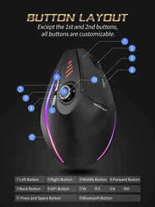 Souris verticale ergonomique <span class=keywords><strong>ZELOTES</strong></span> F18, souris sans fil 2.4G, 24000 DPI avec programmation, souris de jeu pour PC, ordinateur portable - Product Image 5