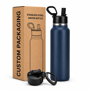 Botella <span class=keywords><strong>de</strong></span> Agua Térmica con Logotipo Personalizado, Recubrimiento Mate en Polvo, Acero Inoxidable, con Asa y Tapa con Pajita, para Regalos y Viajes - Product Image 1