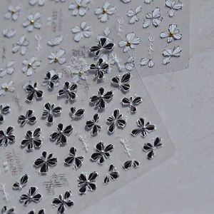 Autocollants métalliques autocollants 5D or argent feuilles automne autocollants blanc noir fleur pour spa de beauté - Product Image 4