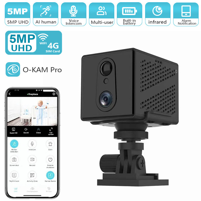 4G LTE Security Security Monitoring 2200mAh Battery Low Power Home Cam 5MP Mini Camera 4G SIM Card WiFi Monitoring Night Vision