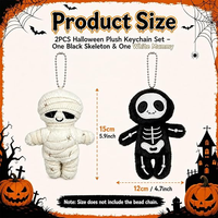 Porte-clés en peluche promotionnel amusant pour Halloween, avec breloques chauve-souris et petit diable, logo de mascotte personnalisé, vente en gros