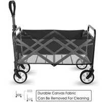 Chariot de plage pliable imperméable en tissu Oxford 600D avec poignée réglable pour le camping, la randonnée et le jardin, OEM