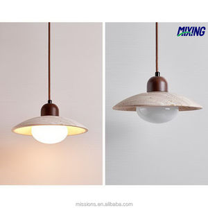 Corridoio nordico sospensione in marmo giallo chiaro lampada pendente Wabi-Sabi travertino tavolo da pranzo comodino ristorante luce a sospensione - Product Image 2