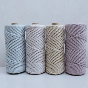 Corda di cotone a filo singolo, cavo Macramè, commercio all'ingrosso, alta qualità, 2mm, 3mm, 4mm, 5mm, 6mm