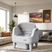 Vente en gros de litière automatique pour chat, grande capacité 65L, en plastique PP écologique, avec contrôle par application, sécurité, nettoyage automatique intelligent