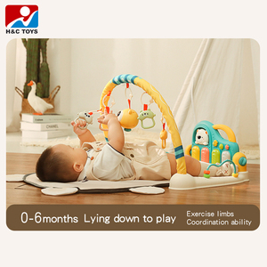 Tapis de jeu pour bébé avec piano à pédales, couverture rampante, jouet suspendu, veilleuse de dessin animé - Product Image 2