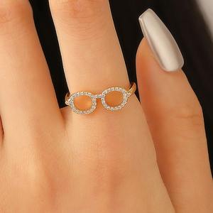 Conception spéciale intéressante Mini doigt lunettes anneau femme ouverture créative réglable doigt anneau Couple anneau pour amis cadeaux - Product Image 2