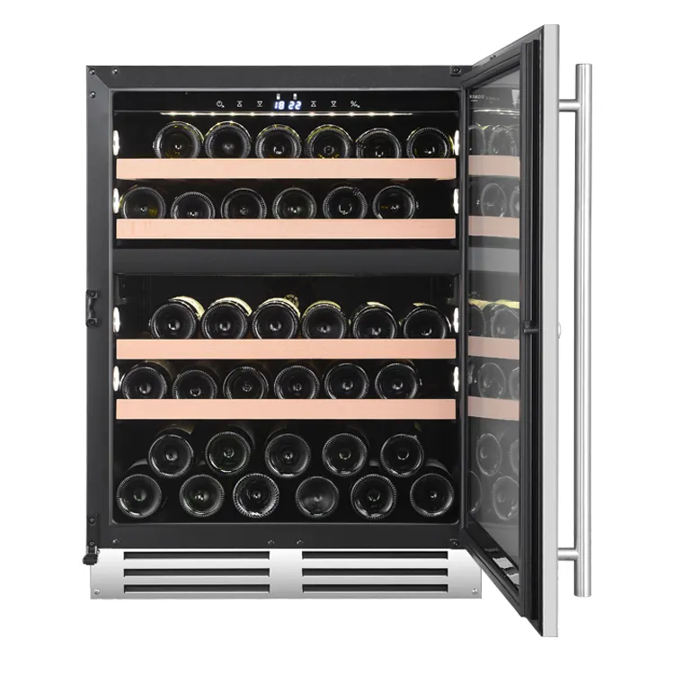 Inverter fette frigo zona tranquilla costruito in vino e bevande frigo temperatura elettronica 70 legno acciaio refrigeratore di vino bianco ghiaccio