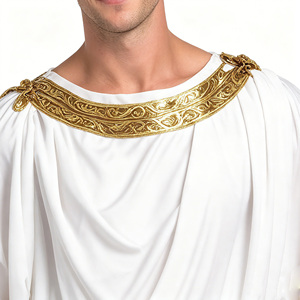 Disfraz de Toga Griega Antigua para Hombre, Túnica Blanca de <span class=keywords><strong>Emperador</strong></span> Romano con Adornos Dorados, Corona de Laurel y Accesorios, Cosplay de Halloween - Product Image 5