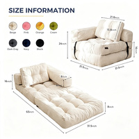 Cord-Schlafsofa, faltbare Bodencouch mit komprimiertem Schaumstoff, multifunktionales Lazy Sofa für kleine Wohnzimmer