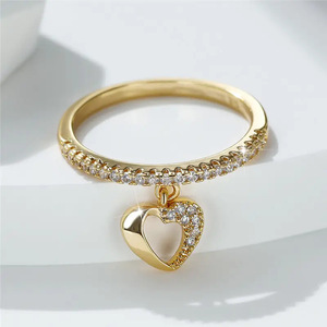 Anillo con Colgante de Corazón Calado para Mujer, Joyería Minimalista para el Dedo Índice - Product Image 4