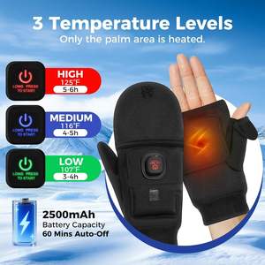 Gants chauffants sans doigts, chauffe-mains électrique demi-main pour le travail, le vélo, le ski, les activité<span class=keywords><strong>s</strong></span> de plein air, la neige - Product Image 2