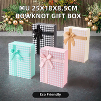 Kotak Hadiah Pita Kertas Keras Daur Ulang MU 25*18*8.5cm dengan Pegangan untuk Pernikahan, Festival, Permen, Lilin & Dompet
