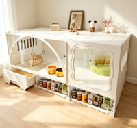 Grande cage d'intérieur de luxe moderne en fer de style villa pour animaux de compagnie avec fenêtre transparente pour lapins et chiens, toutes saisons