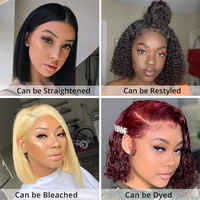 Perruques Courtes Bob Bouclées Kinky en Cheveux Humains, Perruques Frontales en Dentelle HD de Cheveux Vietnamiens Bruts, Perruques Pixie Cut en Cheveux Humains pour Femmes