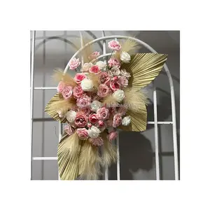 Pampas Bloem Boog Boho Arrangement Ivoor Boho Bruiloft Swag Boho Boeket Beige Blush Roze Bruids Boeket