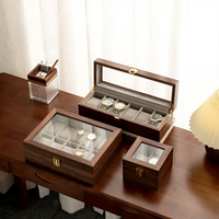 Boîte de rangement rectangulaire en bois pour montres, avec fermeture, pour collection de montres-bracelets, présentoir à bijoux, anti-poussière à 6 compartiments