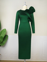 Robe de Soirée Longue Vintage d'Été Élégante Vert Volants Manches Grandes Tailles 2024 pour Femme