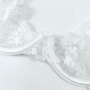 Wholesale Women's White Floral Lace Bra and Thong <b>Set</b> Ultra-thin See Through <b>Sexy</b> Bra <b>Set</b> French Style Lingerie <b>Set</b> for Women - Product Image 4