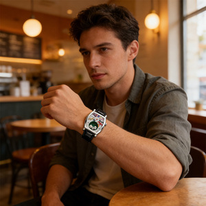 Men's niche fashion watch - non-waterproof gambling table-style humorous wine barrel <b>dice</b> men's watch - Product Image 4