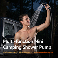 Douche de camping portable RoosCamp C2, électrique, rechargeable par USB, 8000 mAh, étanche, en acier inoxydable, multifonction, intelligente
