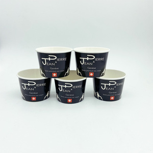 PLA Custom Print 4Oz 6Oz 12Oz 16Oz Disposable Frozen Yogurt Container Biodegradable Paper Ice Cream Packaging Cup With Lid