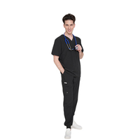 À la mode gommages uniformes blouse slim fit médicale homme noir Anti-rides polyester rayonne spandex 72% 21% 7% tissu costume