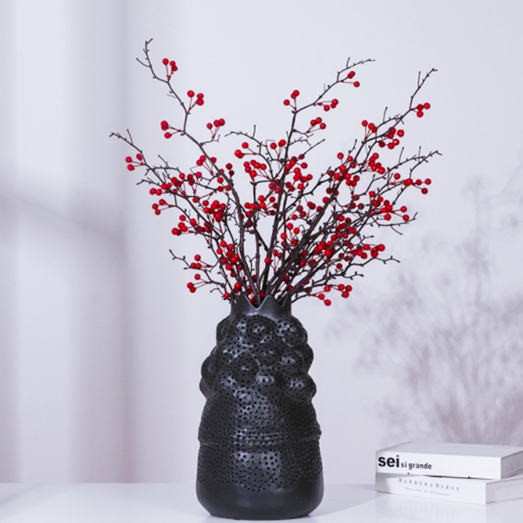Hot selling craft flower arrangement pieces home living room table and chair irregular shape black ceramic vases