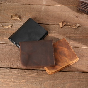 For Boshiho Customized Vintage Real Leather Bifold <b>RFID</b> <b>Wallet</b> Short Men's Handmade Full Grain Leather Cards Holder Open Gift - Product Image 6