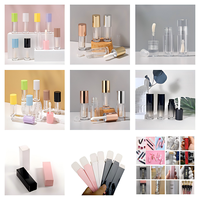 Tubes de brillant à lèvres transparents dégradés or et argent de 6 ml avec grand pinceau, conteneur vide personnalisable pour rouge à lèvres et blush