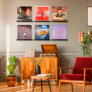 JUNJI Étagère pour disques vinyles en bois de pin élégant Organisateur de maison Support mural flottant pour collection d'albums - Product Image 4