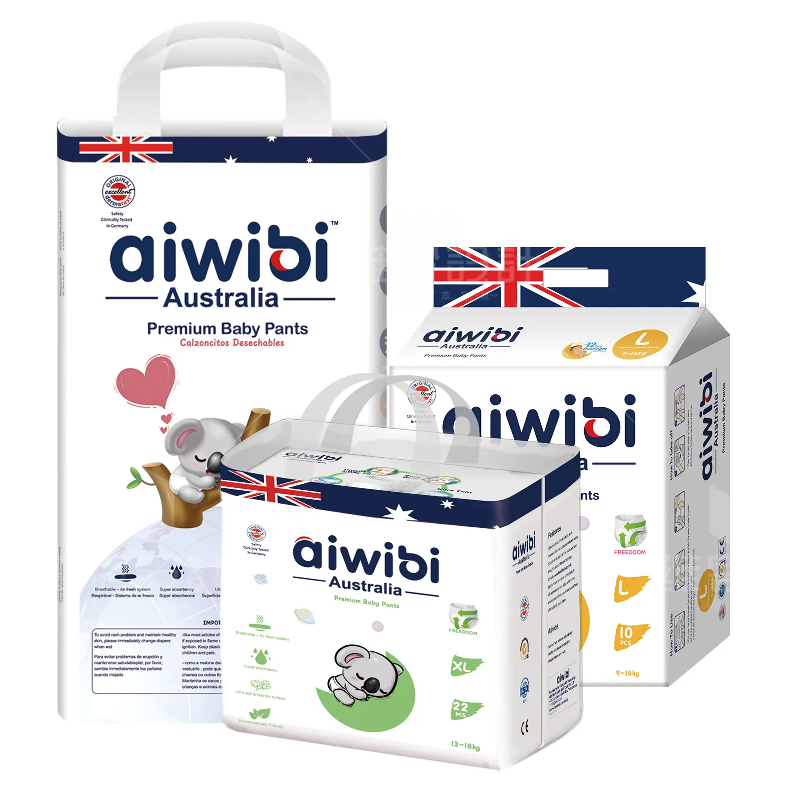 AIWIBI العلامة التجارية تعزيز تخصيص و رخيصة نيس الطفل غرامة فضفاضة سراويل حفاضات للرضع صغيرة الحجم في الأسهم لا موك