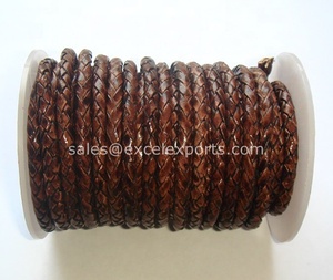 Natural <b>Leather</b> Braided Bolo <b>Leather</b> <b>Cords</b> 3mm 4mm, 5mm and 6mm Sizes in Various Colors From Excel Exports - Product Image 2