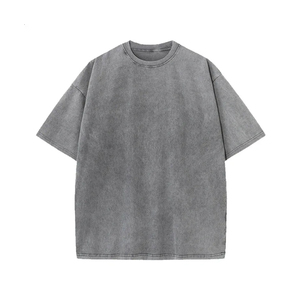 Camiseta Oversize de Algodón Pesado con Lavado Ácido para Hombre, Estilo Retro Desgastado y Relajado, Esencial para Streetwear - Product Image 1