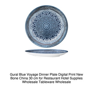 Plato de Cena Gural Blue Voyage con Impresión Digital, Porcelana Nueva, 30 cm, para Restaurante, Hotel, Vajilla al por Mayor - Product Image 2