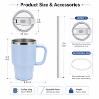 Taza de Café de Acero Inoxidable con Aislamiento al Vacío, con Asa, Tapa y Pajita, Vaso de Viaje para Bebidas Frías y Calientes, con Logotipo Personalizado